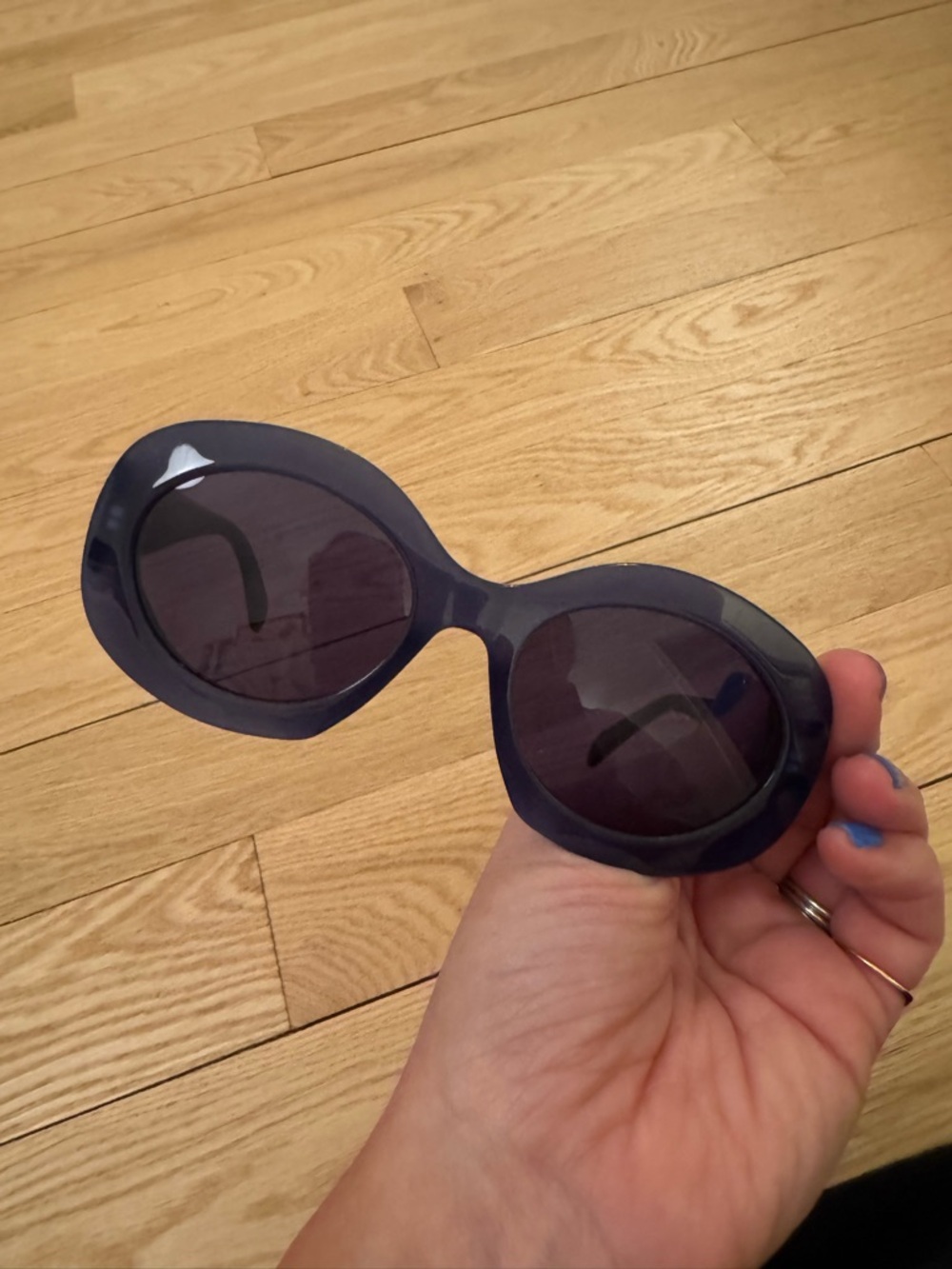 Authentic Celine large Oval Sunglasses in Dark Blue